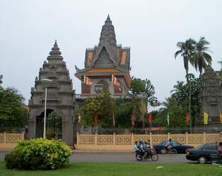 Palace with Buddhist flags